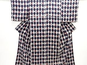 大正ロマン　抽象模様織り出しお召着物